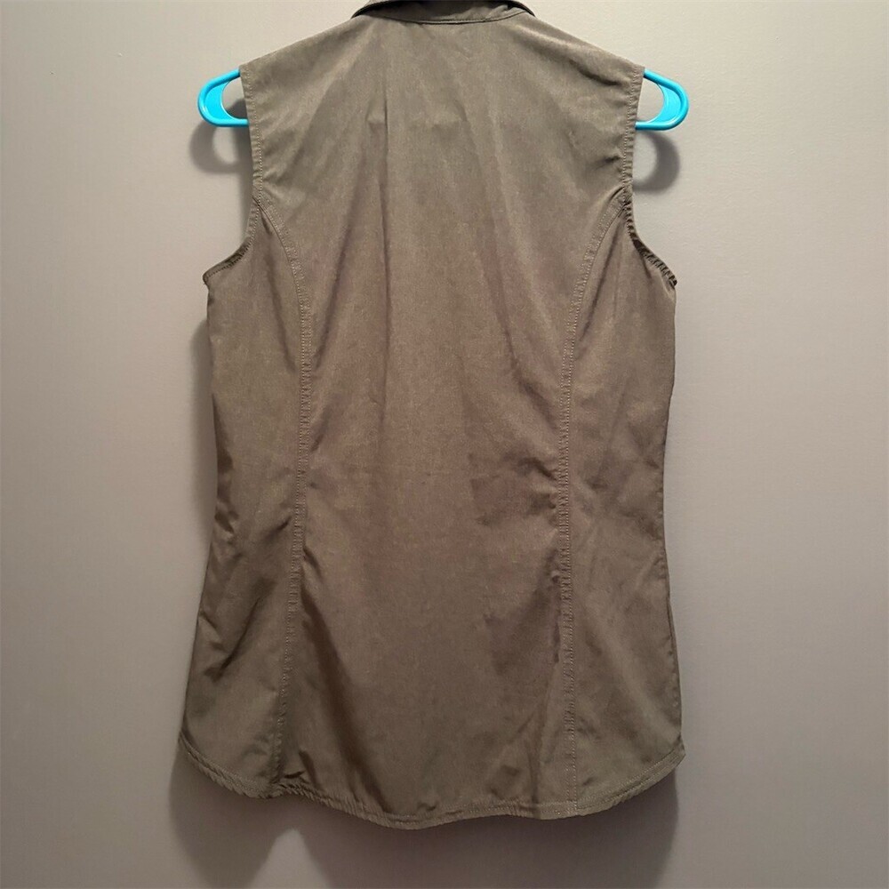 Eddie Bauer Blouse Womens Size S Dark Gray Sleeveless Button Front Pockets - Picture 6 of 9